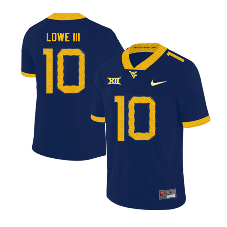 2019 Men #10 Trey Lowe III West Virginia Mountaineers College Football Jerseys Sale-Navy